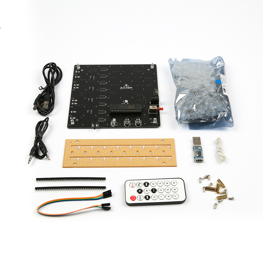 DIY набор для сборки светодиодного музыкального куба, с батарейкой в комплекте